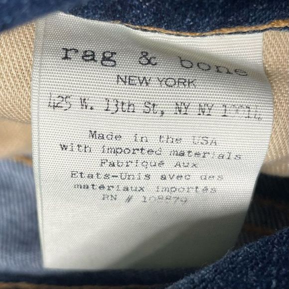 Rag & Bone Jeans Blue Dark Denim Skinny Womens Size 32 High Rise - Picture 4 of 9